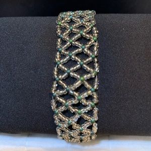 Handmade Clear and Dark Green Bracelet